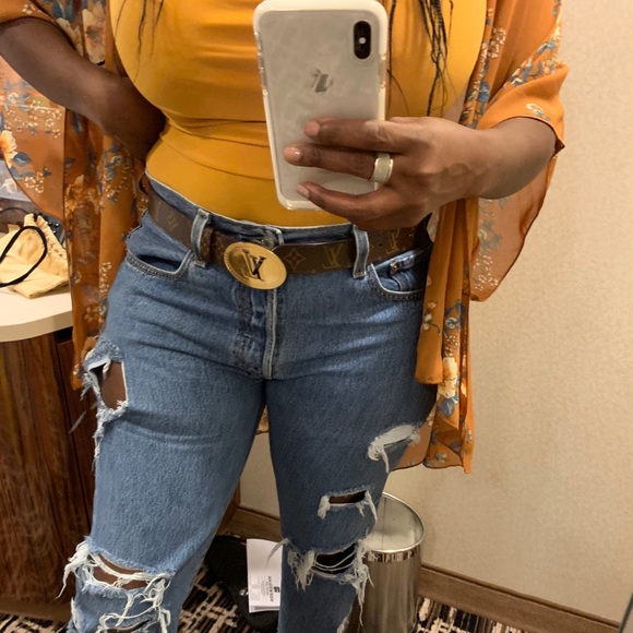 Gold Sun Tulle Oval Monogram 80/32 Belt - Picture 1 of 8